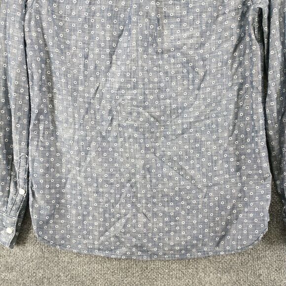 J. Crew Women's Chambray Popover Shirt Blue 00 Long Sleeve Circle Print Cotton - Picture 8 of 13